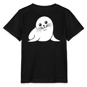 Baby Robbe Silhouette niedliches Tiermotiv - Stanley/Stella Kinder T-Shirt MINI CREATOR  - Schwarz - Vorne - Mikhail (115cm)