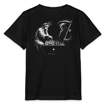 Freiheitsstatue spielt Schach mit dem Tod - Stanley/Stella Kinder T-Shirt MINI CREATOR  - Schwarz - Vorne - Mikhail (115cm)
