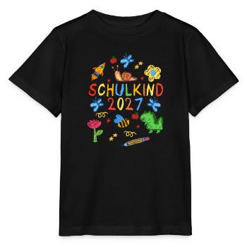 Schulkind 2027 First Day of School 2027 - Stanley/Stella Kinder T-Shirt MINI CREATOR  - Schwarz - Vorne - Mikhail (115cm)