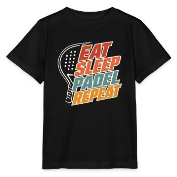 Essen, schlafen, Padel wiederholen, lustige Padelspieler-Sportarten - Stanley/Stella Kinder T-Shirt MINI CREATOR  - Schwarz - Vorne - Mikhail (115cm)