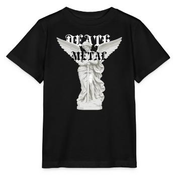 Winged Angel Statue Metal Typography - Stanley/Stella MINI CREATOR Kids’ T-Shirt - black - Front - Mikhail (115cm)