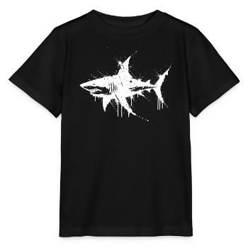 White Splatter Shark - Stanley/Stella MINI CREATOR Kids’ T-Shirt - black - Front - Mikhail (115cm)