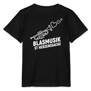 Blasmusik Herzensache – Trompete Musikant Design - Stanley/Stella Kinder T-Shirt MINI CREATOR  - Schwarz - Vorne - Mikhail (115cm)
