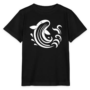 Leaping Whale Silhouette Sea Motif - Stanley/Stella MINI CREATOR Kids’ T-Shirt - black - Front - Mikhail (115cm)