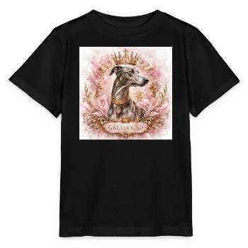 Royal Greyhound Portrait with Crown - Stanley/Stella MINI CREATOR Kids’ T-Shirt - black - Front - Mikhail (115cm)