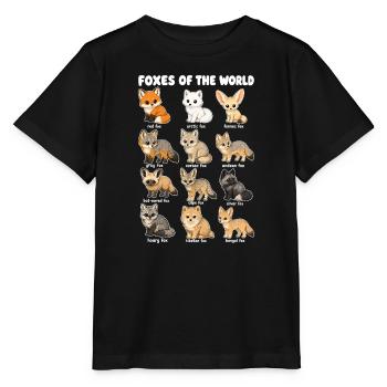 Foxes of the World Wildlife Diagram Red Arctic Fox - Stanley/Stella MINI CREATOR Kids’ T-Shirt - black - Front - Mikhail (115cm)