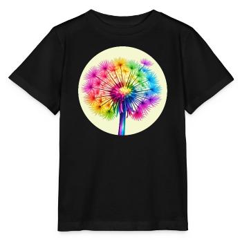 Regenbogen-Pusteblume  - Stanley/Stella Kinder T-Shirt MINI CREATOR  - Schwarz - Vorne - Mikhail (115cm)