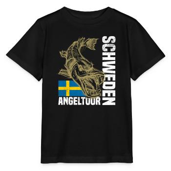 Sweden Fishing - Stanley/Stella MINI CREATOR Kids’ T-Shirt - black - Front - Mikhail (115cm)