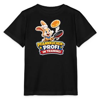 Hase Pfannkuchen Profi im Training Koch Motiv - Stanley/Stella Kinder T-Shirt MINI CREATOR  - Schwarz - Vorne - Mikhail (115cm)