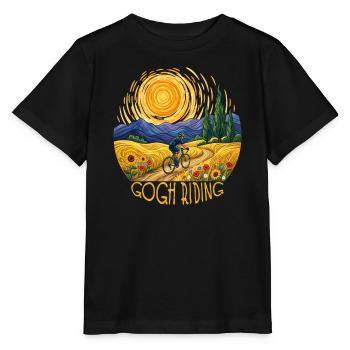 Gogh Riding Sunlit Field Cyclist - Stanley/Stella Kinder T-Shirt MINI CREATOR  - Schwarz - Vorne - Mikhail (115cm)