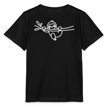 Relaxed sloth on a branch animal motif - Stanley/Stella MINI CREATOR Kids’ T-Shirt - black - Front - Mikhail (115cm)