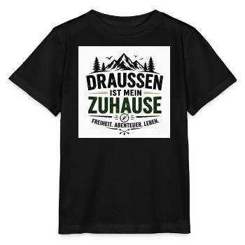 Draußen ist mein Zuhause – Outdoor-Statement - Stanley/Stella Kinder T-Shirt MINI CREATOR  - Schwarz - Vorne - Mikhail (115cm)