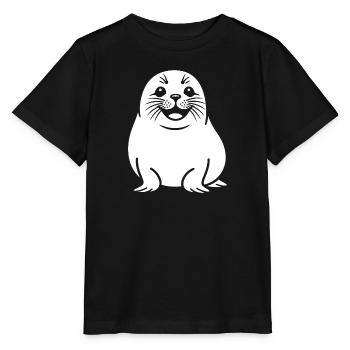 Cute seal silhouette - Stanley/Stella MINI CREATOR Kids’ T-Shirt - black - Front - Mikhail (115cm)