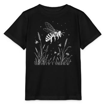 Biene Blumen - Stanley/Stella Kinder T-Shirt MINI CREATOR  - Schwarz - Vorne - Mikhail (115cm)