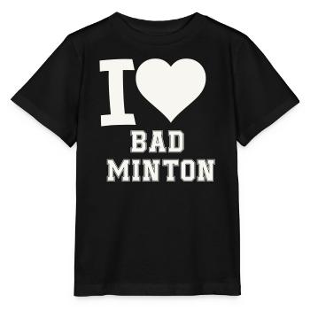 I love badminton heart - Stanley/Stella MINI CREATOR Kids’ T-Shirt - black - Front - Mikhail (115cm)