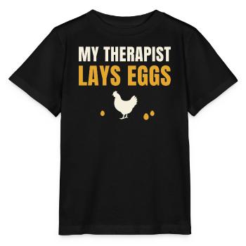 My Therapist Lays Eggs Chicken - Stanley/Stella MINI CREATOR Kids’ T-Shirt - black - Front - Mikhail (115cm)