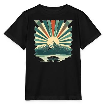 Sunrise over mountain lake - Stanley/Stella MINI CREATOR Kids’ T-Shirt - black - Front - Mikhail (115cm)