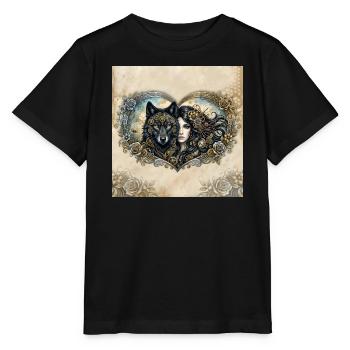 Clockwork Wolf's Heart - Stanley/Stella MINI CREATOR Kids’ T-Shirt - black - Front - Mikhail (115cm)
