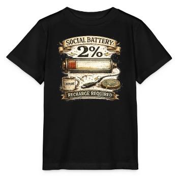 Social Battery 2% - Stanley/Stella MINI CREATOR Kids’ T-Shirt - black - Front - Mikhail (115cm)