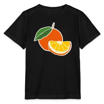 Fresh Orange – Fruity Pop Illustration - Stanley/Stella MINI CREATOR Kids’ T-Shirt - black - Front - Mikhail (115cm)