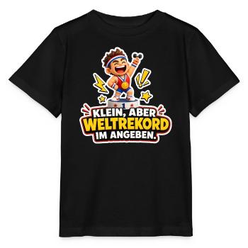 Kleiner Gewichtheber Comic Weltrekord im Angeben - Stanley/Stella Kinder T-Shirt MINI CREATOR  - Schwarz - Vorne - Mikhail (115cm)