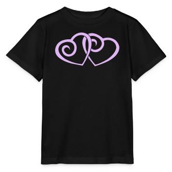 Double Hearts in Love Line Art - Stanley/Stella MINI CREATOR Kids’ T-Shirt - black - Front - Mikhail (115cm)