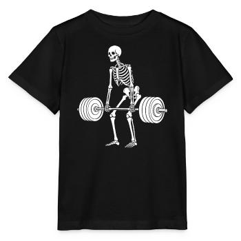 Skeleton weight lifting - Stanley/Stella MINI CREATOR Kids’ T-Shirt - black - Front - Mikhail (115cm)