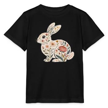 Floral rabbit with plant pattern - Stanley/Stella MINI CREATOR Kids’ T-Shirt - black - Front - Mikhail (115cm)