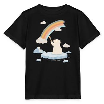 Polar bear paints a rainbow - Stanley/Stella MINI CREATOR Kids’ T-Shirt - black - Front - Mikhail (115cm)