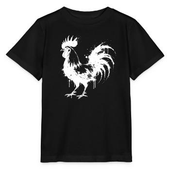 Abstract Rooster White Ink Splatter - Stanley/Stella MINI CREATOR Kids’ T-Shirt - black - Front - Mikhail (115cm)