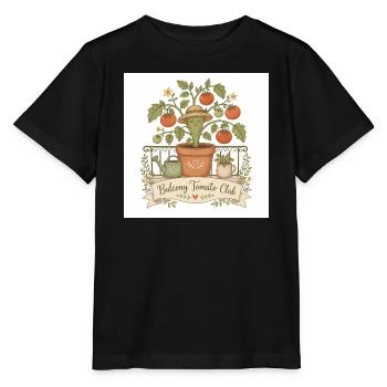 Balcony Tomato Club Illustration - Stanley/Stella MINI CREATOR Kids’ T-Shirt - black - Front - Mikhail (115cm)