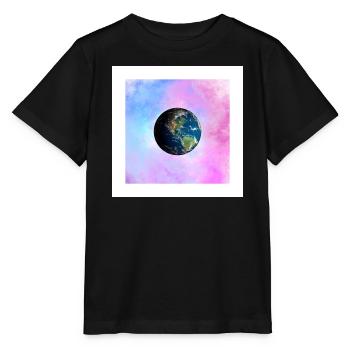 Erde in Pastellgalaxie - Stanley/Stella Kinder T-Shirt MINI CREATOR  - Schwarz - Vorne - Mikhail (115cm)