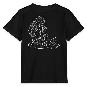 Mermaid sitting - Stanley/Stella MINI CREATOR Kids’ T-Shirt - black - Front - Mikhail (115cm)
