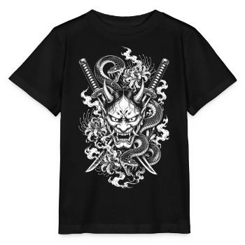 Hannya Mask with Katana and Snake - Stanley/Stella MINI CREATOR Kids’ T-Shirt - black - Front - Mikhail (115cm)