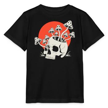 Skull with Mushrooms Red Sun - Stanley/Stella MINI CREATOR Kids’ T-Shirt - black - Front - Mikhail (115cm)