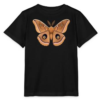 Polyphemus Moth Antheraea polyphemus Cartoon Style - Stanley/Stella MINI CREATOR Kids’ T-Shirt - black - Front - Mikhail (115cm)