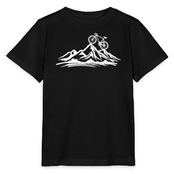 Mountain Bike Rocky Landscape Silhouette - Stanley/Stella MINI CREATOR Kids’ T-Shirt - black - Front - Mikhail (115cm)