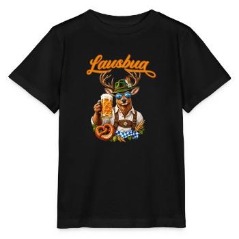 Lausbua Deer Lederhosen Men's Costume  - Stanley/Stella Kinder T-Shirt MINI CREATOR  - Schwarz - Vorne - Mikhail (115cm)