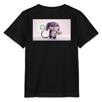Cute Fluffy Creature Artist with Paint Palette and - Stanley/Stella MINI CREATOR Kids’ T-Shirt - black - Front - Mikhail (115cm)