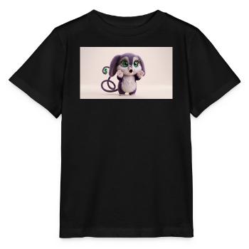 Surprised Cute Fluffy Creature with Big Green Eyes - Stanley/Stella MINI CREATOR Kids’ T-Shirt - black - Front - Mikhail (115cm)