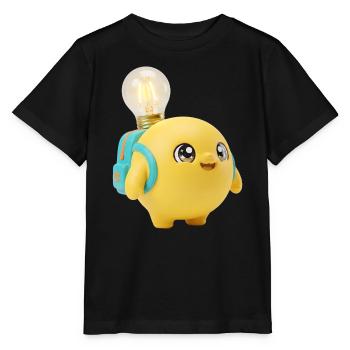 Cute Yellow School Mascot with Lightbulb Planet Ba - Stanley/Stella MINI CREATOR Kids’ T-Shirt - black - Front - Mikhail (115cm)