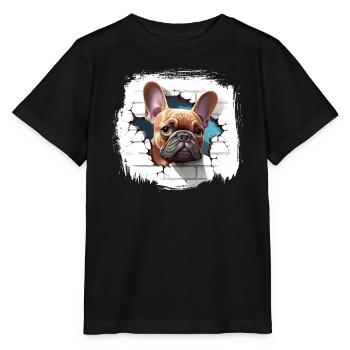 Französischer Bulldoggen-Cartoon - Stanley/Stella Kinder T-Shirt MINI CREATOR  - Schwarz - Vorne - Mikhail (115cm)