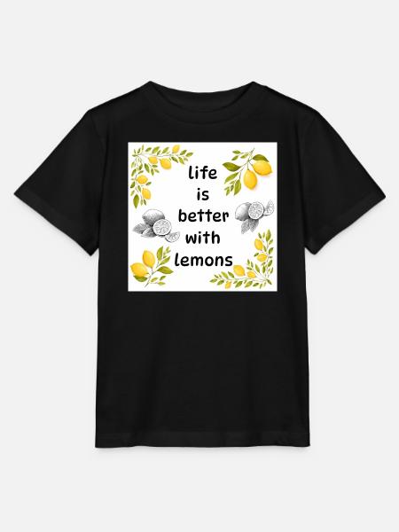 Leben ist besser mit Zitronen - Stanley/Stella Kinder T-Shirt MINI CREATOR - Schwarz