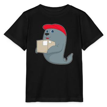 Seehund Karton - Stanley/Stella Kinder T-Shirt MINI CREATOR  - Schwarz - Vorne - Mikhail (115cm)