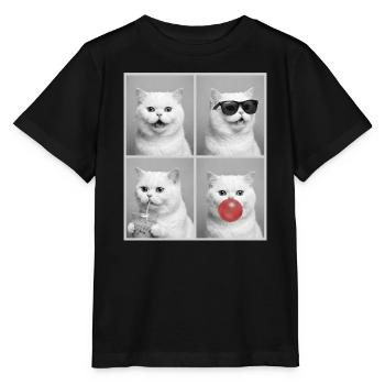 Katzen Perser Katze - Stanley/Stella Kinder T-Shirt MINI CREATOR  - Schwarz - Vorne - Mikhail (115cm)