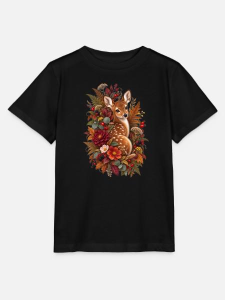Waldfüchsin im Herbststrauß - Stanley/Stella Kinder T-Shirt MINI CREATOR - Schwarz