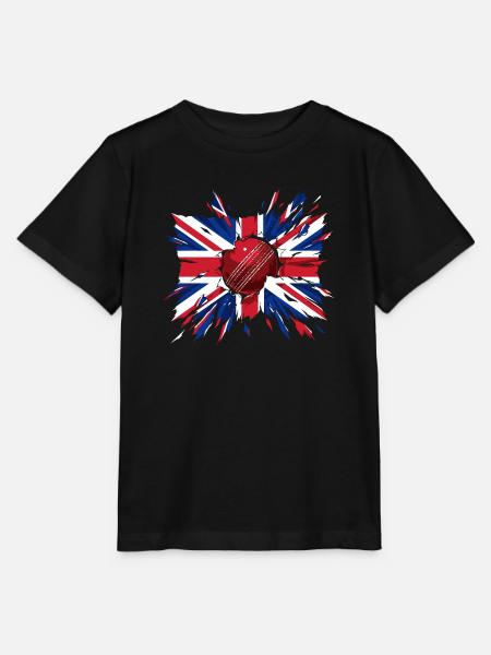 Britische Cricket-Union Jack Splat - Stanley/Stella Kinder T-Shirt MINI CREATOR - Schwarz