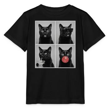 Katzen schwarze Katze - Stanley/Stella Kinder T-Shirt MINI CREATOR  - Schwarz - Vorne - Mikhail (115cm)