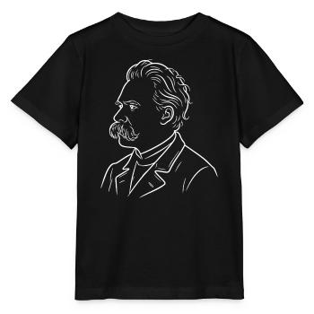 Friedrich Nietzsche Linienporträt - Stanley/Stella Kinder T-Shirt MINI CREATOR  - Schwarz - Vorne - Mikhail (115cm)