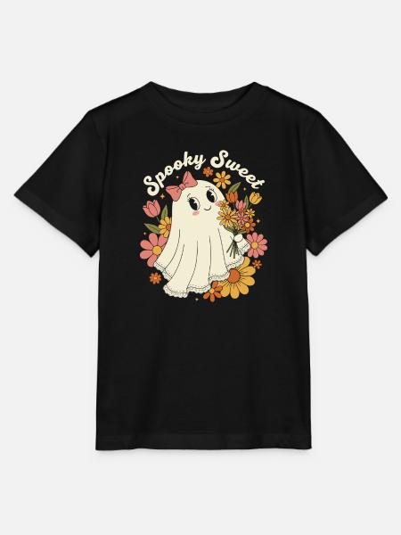 Gruseliger, süßer Retro-Blumengeist - Stanley/Stella Kinder T-Shirt MINI CREATOR  - Schwarz